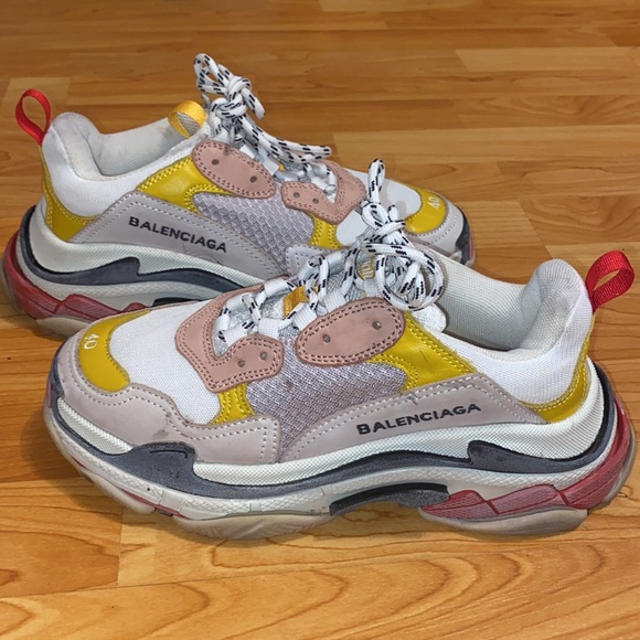 Balenciaga Triple S Cream Yellow (Red) Womens Sneaker - Picture 3 of 9